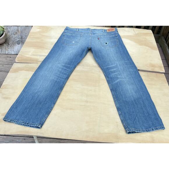 LEVIS 569 Loose Straight Denim Jeans Men's Pants Distressed Ripped Blue SZ 38x32 - Picture 4 of 6